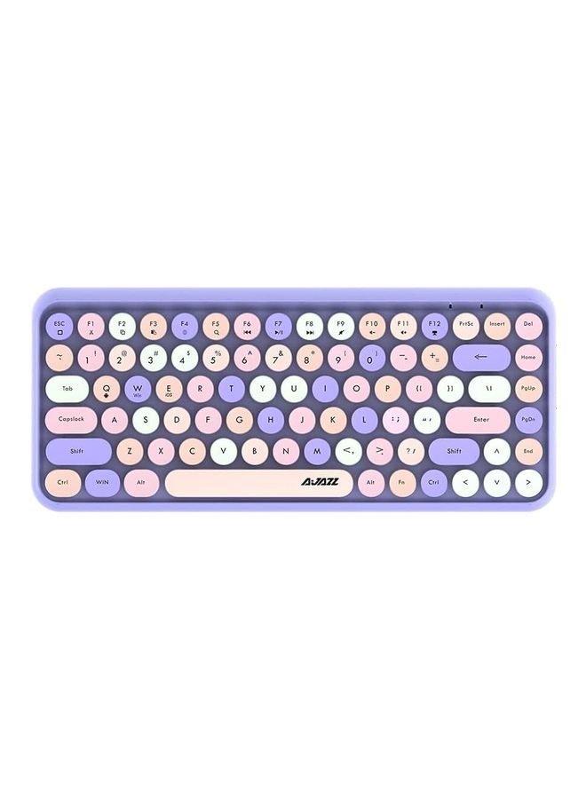 NIBEMINENT Wireless Bluetooth keyboard, Cute Mini 84-key Compact Keyboard, 2.4GHz wireless connect, Typewriter ABS Retro Round Key Caps, Matte Panel, Ergonomic Design for PC Computer Laptops Mixed Purple - Image 1
