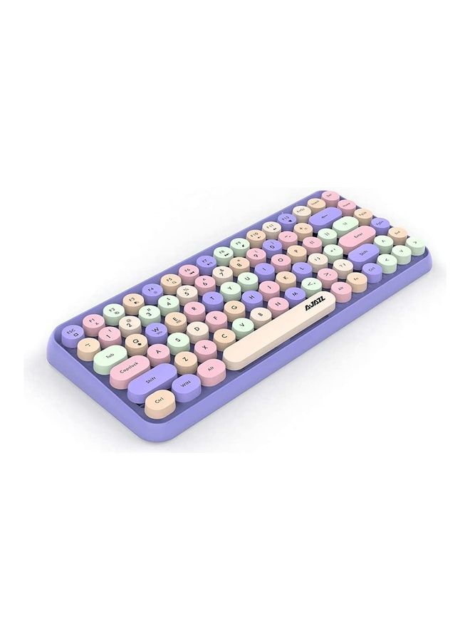 NIBEMINENT Wireless Bluetooth keyboard, Cute Mini 84-key Compact Keyboard, 2.4GHz wireless connect, Typewriter ABS Retro Round Key Caps, Matte Panel, Ergonomic Design for PC Computer Laptops Mixed Purple - Image 4
