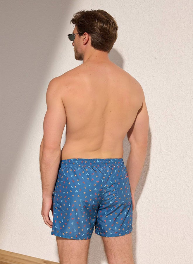 Trendyol Man Navy Blue Standard Size Patterned Swimsuit Swim Shorts - Image 4