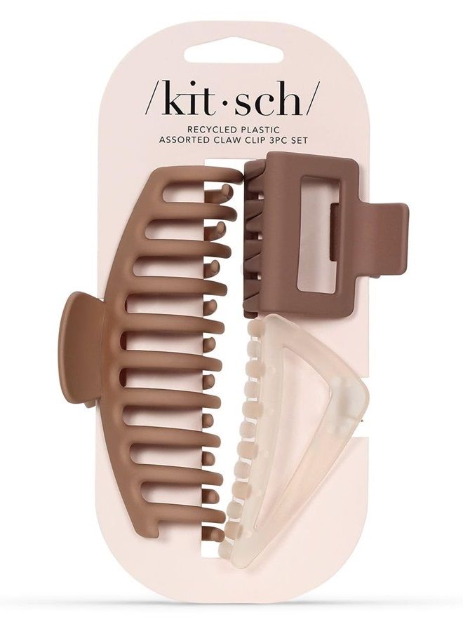 Kitsch مشابك شعر كبيرة متنوعة للنساء - مشابك شعر متوسطة الشكل المفتوح للشعر الكثيف | مشبك شعر صغير الشكل المفتوح ومشبك كبير للمراهقات | ملحقات تصفيف الشعر للنساء، 3 قطع - Image 1