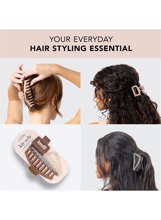 Kitsch مشابك شعر كبيرة متنوعة للنساء - مشابك شعر متوسطة الشكل المفتوح للشعر الكثيف | مشبك شعر صغير الشكل المفتوح ومشبك كبير للمراهقات | ملحقات تصفيف الشعر للنساء، 3 قطع - Image 5