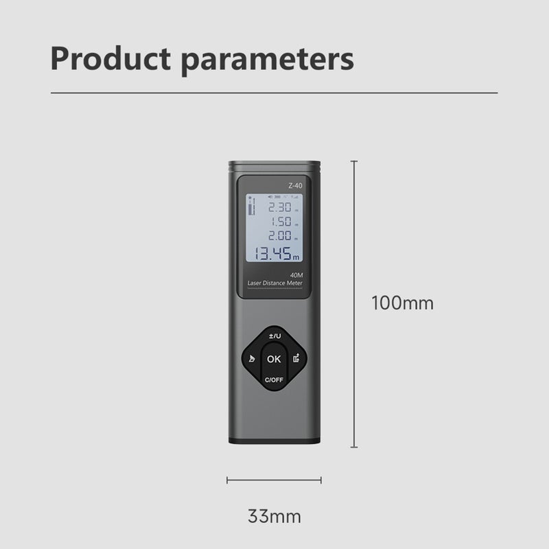 Measure 132ft Distance Meter 40M Portable Handle Digital Measure Tool High-precision Infrared Measuring Ruler Electronic Ruler Measuring House Decoration Mapping Instruments Range - Image 4