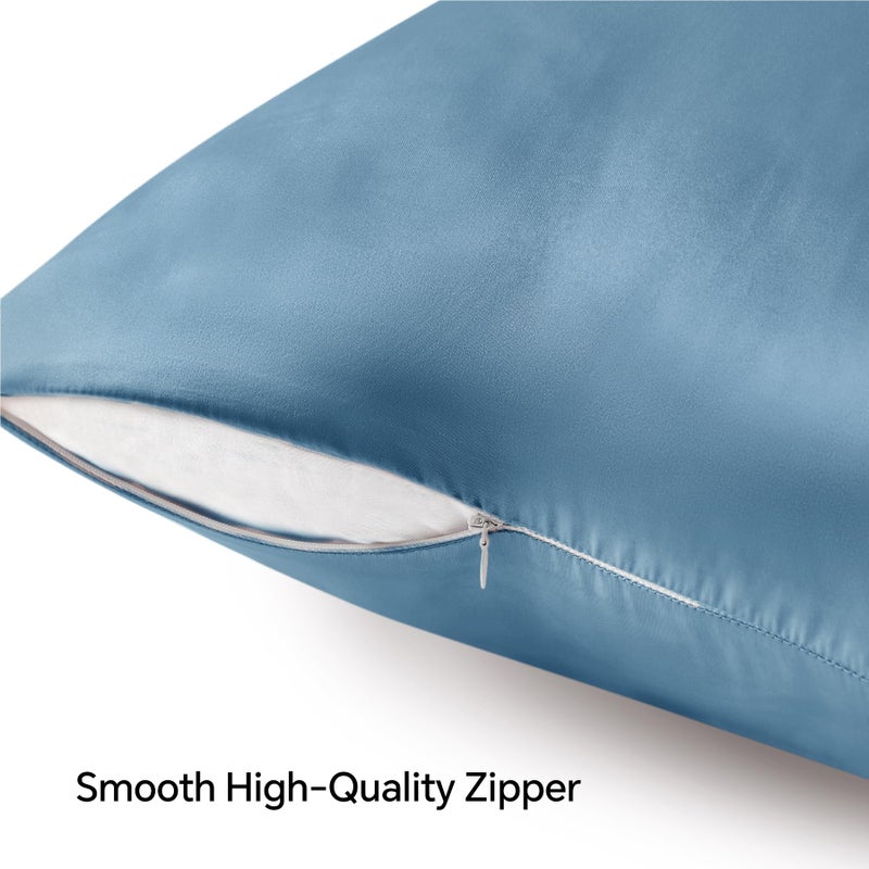BEDELITE Satin Pillowcase with Zipper 2 Pack, Airy Blue Pillow Cases Standard Size, Super Soft and Cooling Similar to Silk Pillow Cases, Gift for Women Men(20x26 Inches) - Image 5
