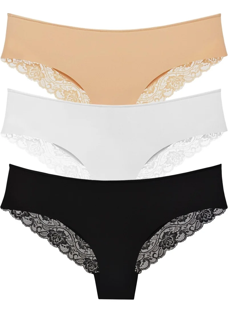 Sensu Women's Laser Cut Lace Panties 3 Pack Set