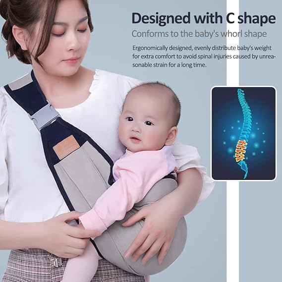Moppets Ergonomic Baby Sling Carrier Wrap Cotton-Rich, Breastfeeding and Stroller Cover Adjustable for Newborn Baby up to 15kg - Special Carrier/Sling for PREMIE Babies (Grey) - Image 2