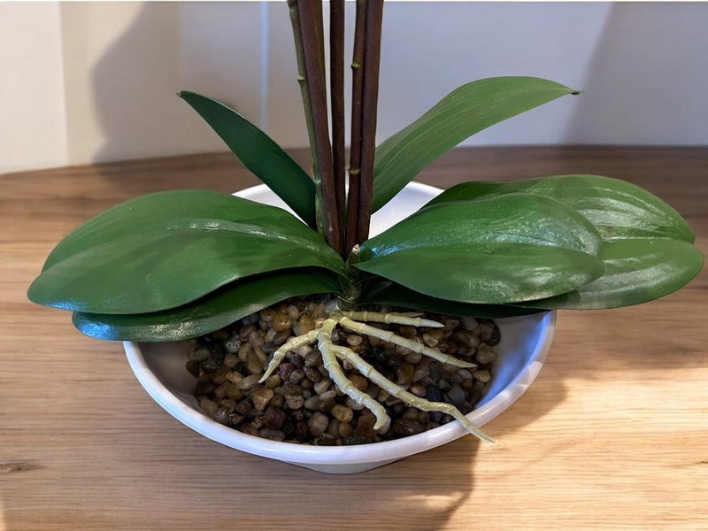 Fox & Fern Artificial 57CM Orchid Flowers in Ceramic Pot with 3 Stems, 5 Flower Sticks Orchid Bonsai Faux Phalaenopsis Plant (GAOR24-0196LP) Light Pink - Image 4
