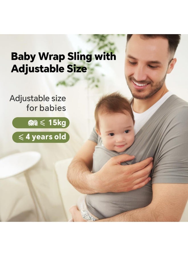 xppier Baby Carrier Wrap- Baby Wrap Carrier for All- Breathable and Convenient Baby Sling with Various Usage- Infant Carrier for Freeing Hands- Baby Wraps Carrier for Newborn Infants- Light Grey - Image 2
