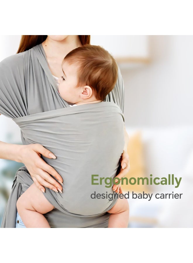 xppier Baby Carrier Wrap- Baby Wrap Carrier for All- Breathable and Convenient Baby Sling with Various Usage- Infant Carrier for Freeing Hands- Baby Wraps Carrier for Newborn Infants- Light Grey - Image 4