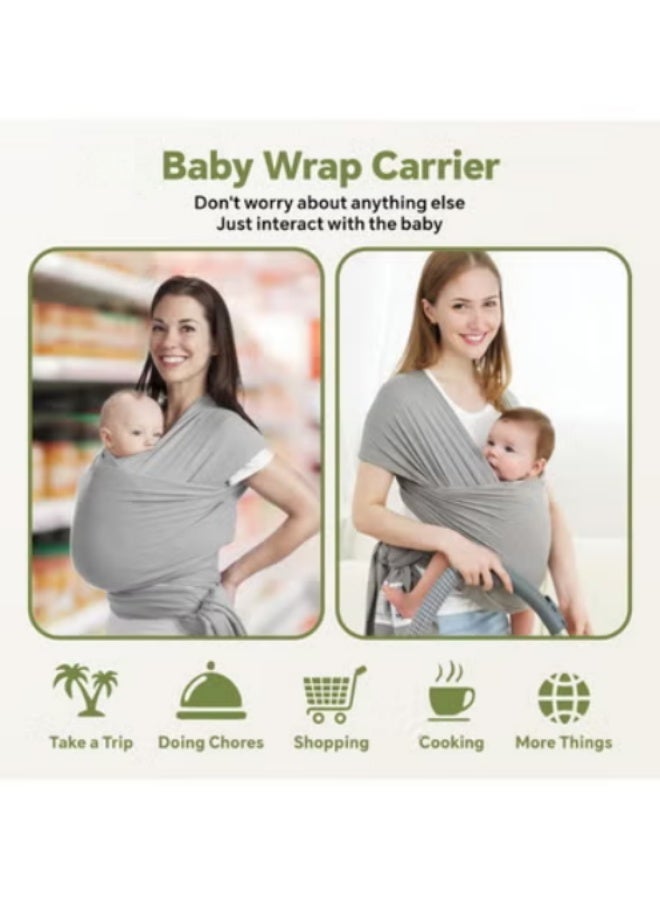 xppier Baby Carrier Wrap- Baby Wrap Carrier for All- Breathable and Convenient Baby Sling with Various Usage- Infant Carrier for Freeing Hands- Baby Wraps Carrier for Newborn Infants- Light Grey - Image 3