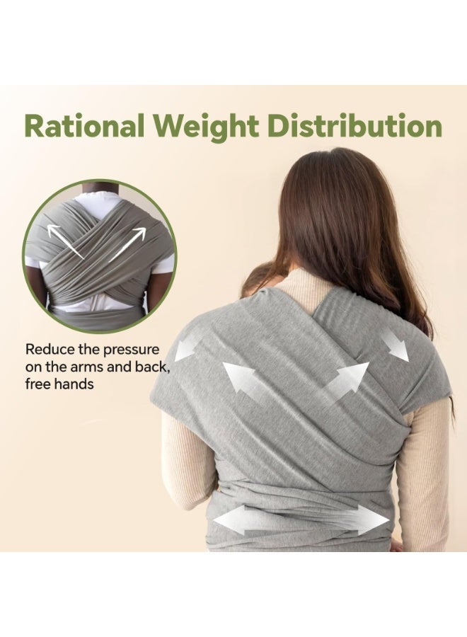 xppier Baby Carrier Wrap- Baby Wrap Carrier for All- Breathable and Convenient Baby Sling with Various Usage- Infant Carrier for Freeing Hands- Baby Wraps Carrier for Newborn Infants- Light Grey - Image 5