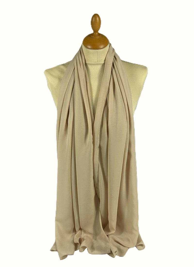 Perfectory PERFECTORY Women Lightweight Solid Chiffon Hijab Shawl Soft Premium Abaya Shawl Wrap Scarves, Long Bridal Hijab Scarf- Moccasin  - Image 1