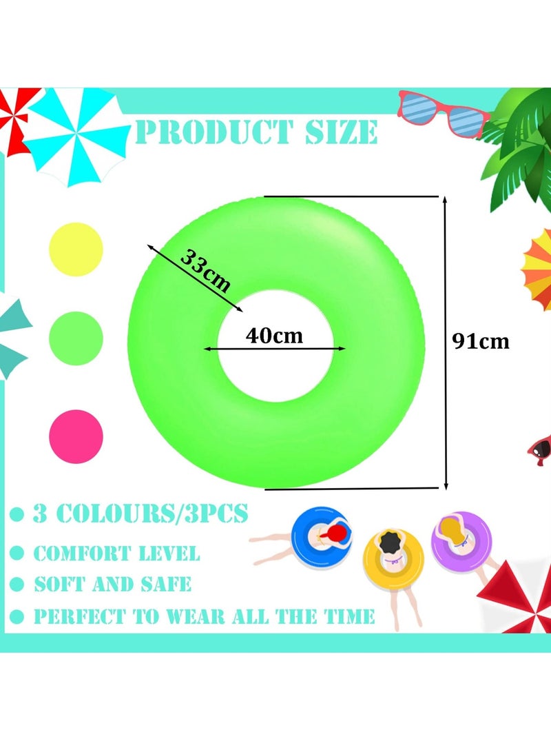 SOLARAE Swim Rings Pool Inflatables for Kids, Inflatable Pool Floats for Kids, 3pcs Kids Rubber Ring for Swimming, for Kids Swimming Pool Summer Beach Water Party (Random Color) - Image 3