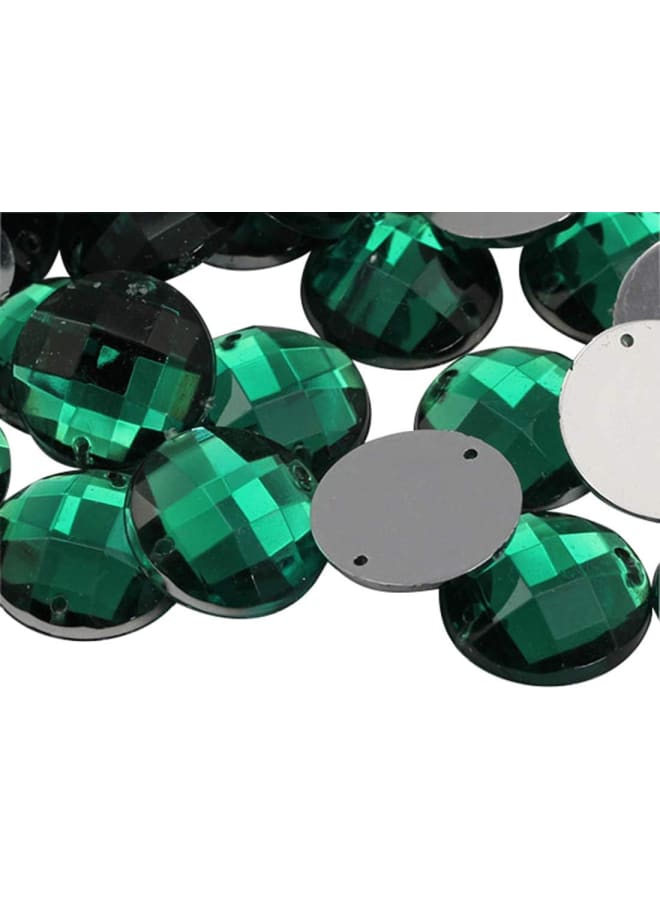 18mm Green Emerald CH18 Flat Back Sew On Round Beads Acrylic Rhinestones Sewing Plastic Gems with Holes for Jewelry, Clothes, Garment Embelishments, Shoes, Cosplays, Crafts 30 Pieces  - Image 1