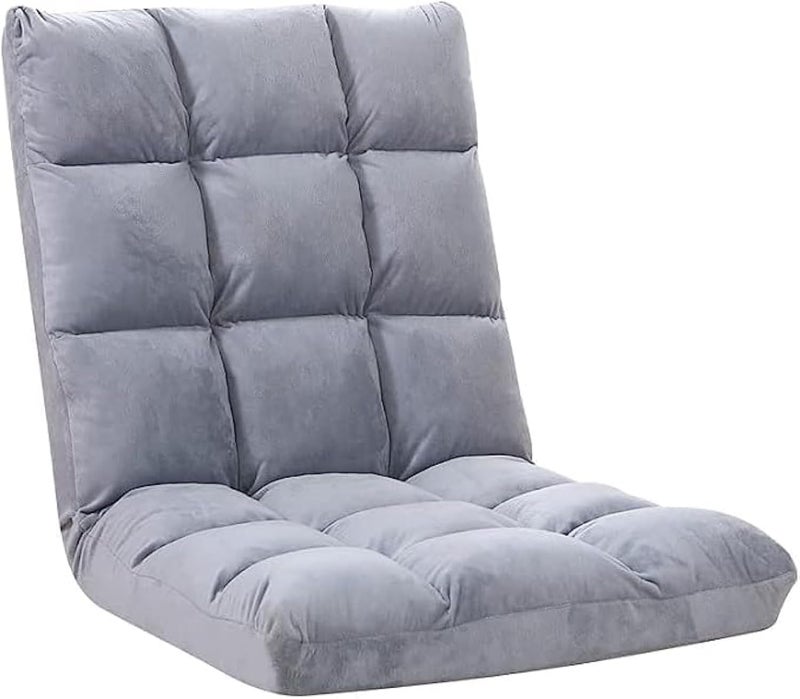 Game Chair Folding Floor Chair Lazy Sofa Lounge Cushion with 5 Position Adjustable Backrest for Reading Games Meditating (Grey) - Image 1