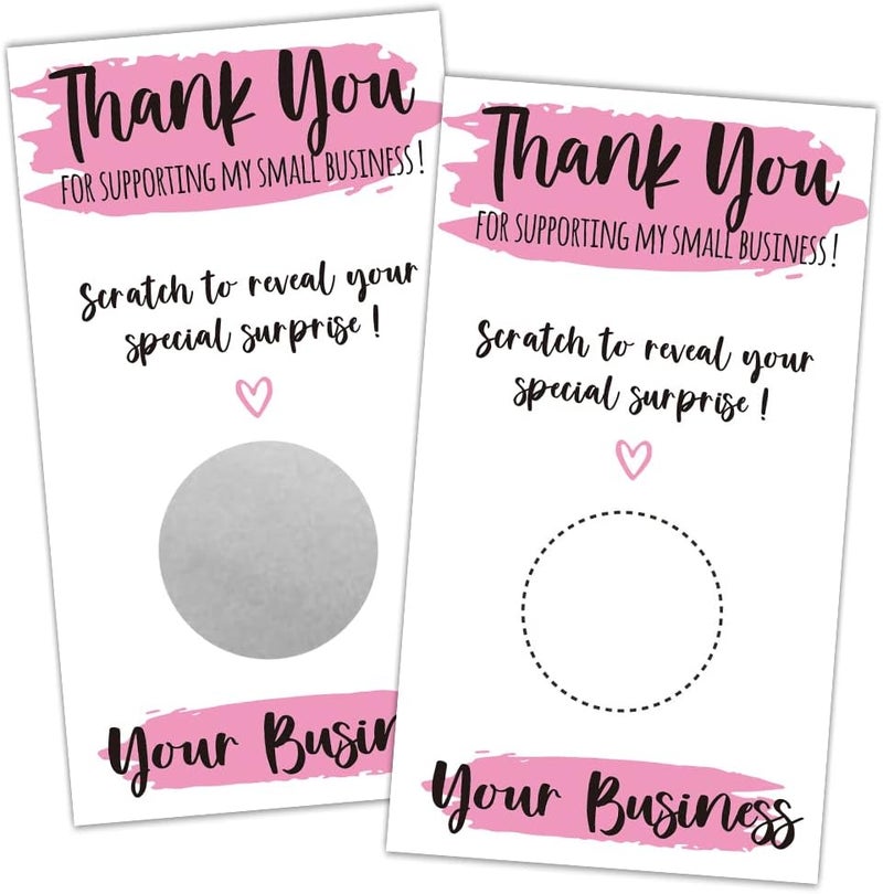 REWIDPARTY 85REWIDPARTY 50 Blank Gift Certificate Scratch Off Cards Thank You for Small Business Scratch Cards Vouchers Pink Stripes Thank You Cards Customer Appreciation Vouchers for Small Business（Pink） - Image 1