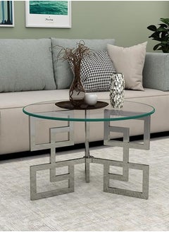 RIGID Stainless Steel Coffee Table with Glass Top  45x70x70cm  - Image 1
