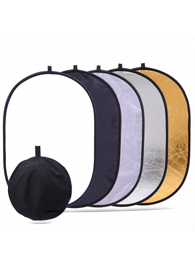 Konseen 35"x47" Light Reflector for Photography 5-in-1 Photo Collapsible Photography Reflector Large Oval Portable Collapsible Lighting Reflectors Photography Panel for Studio Video - Image 1