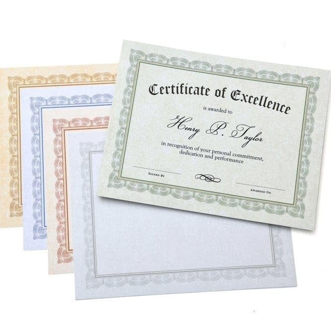 Gartner Studios Variety Pack Certificate Paper, 65lb, 8.5” x 11”, 100 Count, Red, Blue, Gray and White Customizable Blank Award Certificates (74933) - Image 2