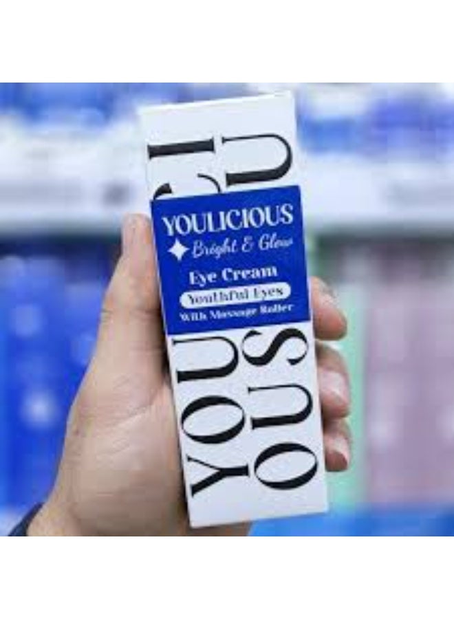 "Youlicious" Eye Cream for Radiance & Glow with Massage Roller for Youthful Eyes - 15ml (Formula Reduces Dark Circles, Puffiness & Fine Lines) - Image 4