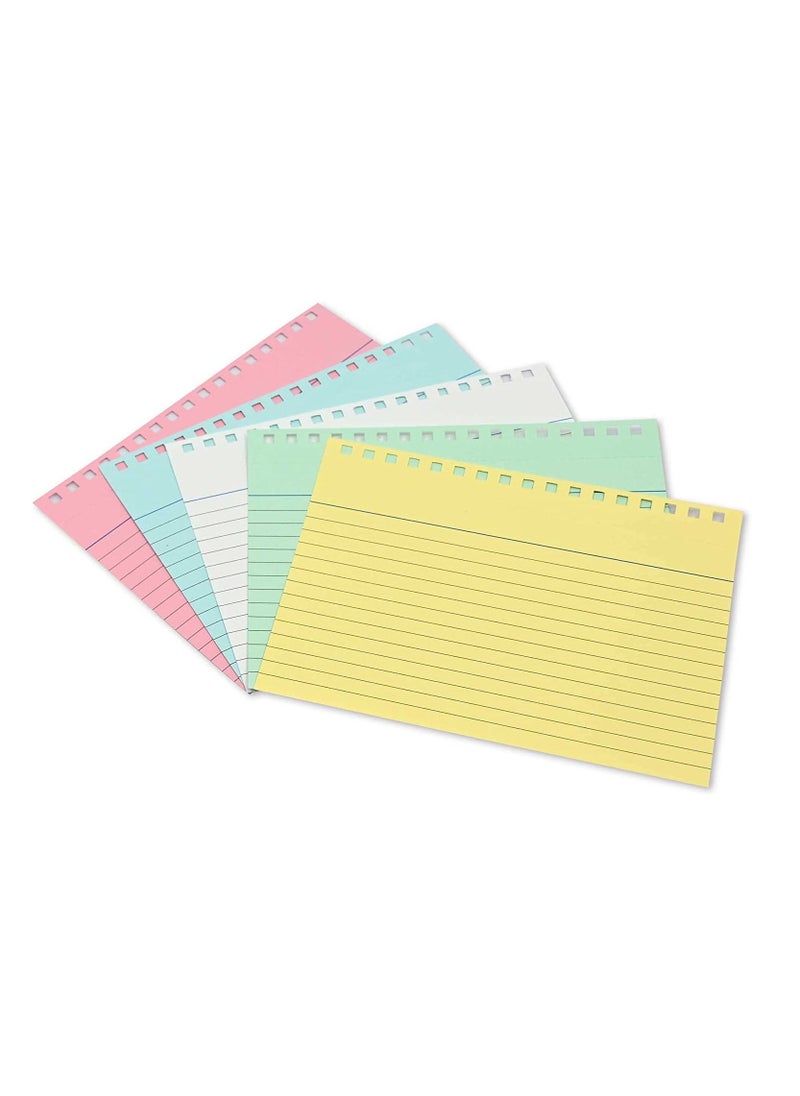 FIS - FIS Ruled Record Card 180 Gsm 6X4 Inch Double Loop Spiral Assorted 50 Sheets -FSIC64-180SPP50 - Image 1