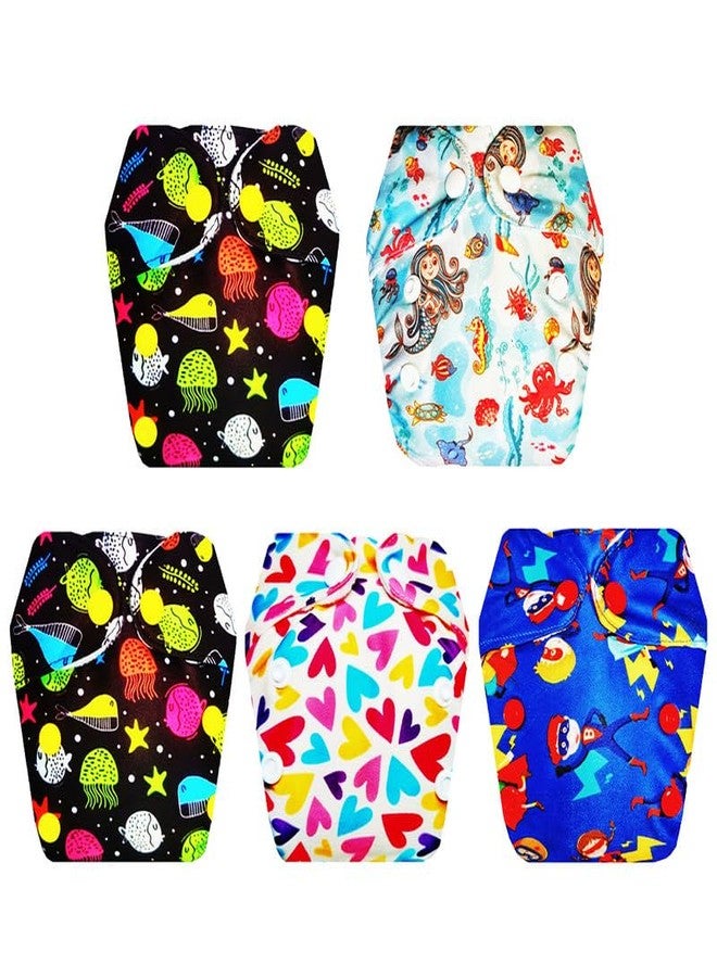 حفاضات قماشية فاخرة من دمبلدو للأطفال حديثي الولادة مع طبقة امتصاص مدمجة (عبوة من 5) | ملائمة محكمة | وسادة امتصاص من 6 طبقات | سريعة الجفاف | مثالية للأطفال الصغار | من 0 إلى 4 أشهر | للجنسين - Image 1