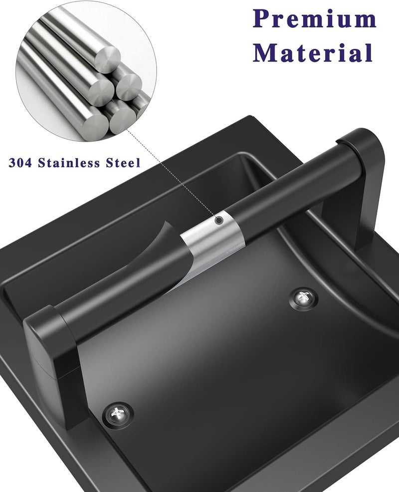 Recessed Toilet Paper Holder: 304 Stainless Steel Matte Black - Easy To Install Space Saving Bathroom Accessory for Modern Bathroom, Kitchen, Bedroom Storage - Image 2