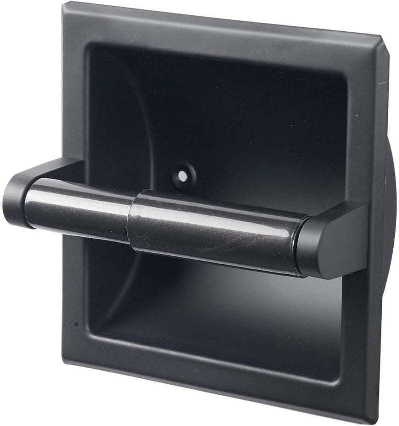 Recessed Toilet Paper Holder: 304 Stainless Steel Matte Black - Easy To Install Space Saving Bathroom Accessory for Modern Bathroom, Kitchen, Bedroom Storage - Image 1