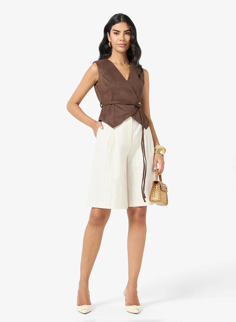 Ella  Sleevless Wrap Belted Blouse for Women | Best Price UAE