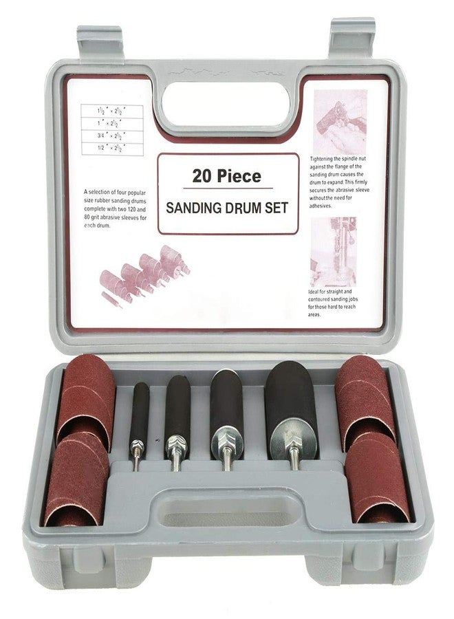 Asixx Drum Sander Kit, 20pcs Spindle Sanding Drum Sander Tool Kit Set with Case for Drill Press for Home Improvement Hobbies Carpentry - Image 1