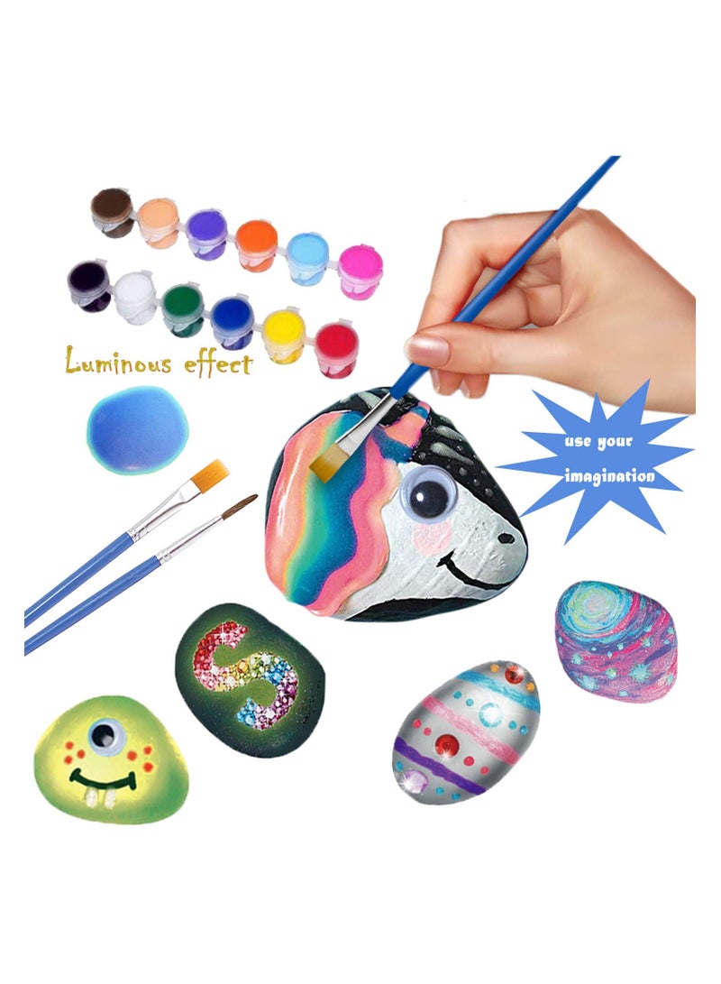 SYOSI Premium Rock Painting Kit, Rock Painting Kit for Kids Adult, DIY Arts and Crafts Supplies Kits for Paint Rocks, Glow in The Dark Painting Rocks, Perfect Creative Painting Gift for Boys and Girls - Image 3