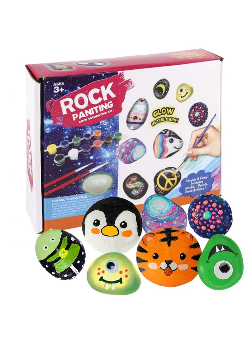 SYOSI Premium Rock Painting Kit, Rock Painting Kit for Kids Adult, DIY Arts and Crafts Supplies Kits for Paint Rocks, Glow in The Dark Painting Rocks, Perfect Creative Painting Gift for Boys and Girls - Image 1