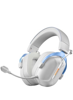 S9 Pro Wireless Gaming Headset (White/Blue) - 50mm Drivers, 15ms Ultra-Low Latency, 55H Battery, 2.4G/BT Wireless & Wired, 7.1 Surround Sound, Detachable AI Noise-Canceling Microphone, Multi-Platform (PC/PS/Switch/Smartphones), Aluminum Alloy Headband, Ice-Conducting Earcups, Music/Game Modes, Type-C Charging | MC-S9-4