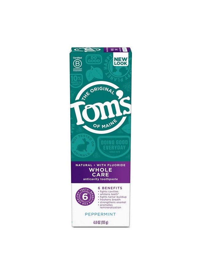 Tom's of Maine Whole Care Natural Toothpaste With Fluoride, Peppermint, 4 Oz. - Image 1