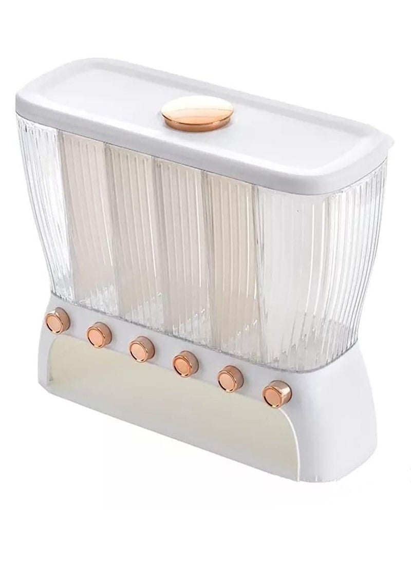 Moisture Proof 6-Container Dry Food Dispenser and Storage Box White/Golden 42×16.5×36CM