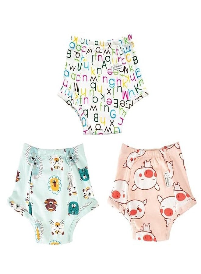 SNUGKINS Snug Potty Training Pull-up Pants for Babies/Toddlers/Kids | 100% Pure Cotton | Washable & Reusable | (Size 0, 9-12 Months) Pack of 3 - Image 1