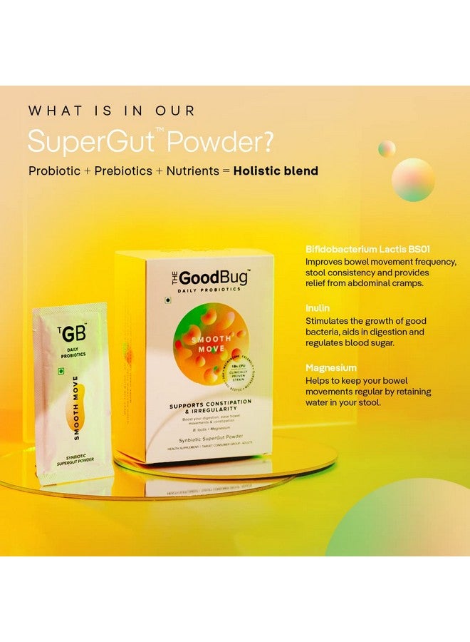 The Good Bug Smooth Move SuperGut Powder for Constipation Relief & Bowel Movement|Pre & Probiotic Supplement for Unisex|1 Billion CFU of Clinically Proven Strains|15 Days Pack, 30 grams - Image 3