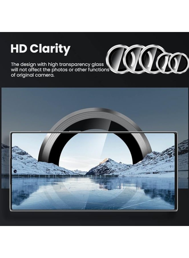 (3+2PCS) for Samsung Galaxy S24 Ultra 5G Camera Lens Protector, 9H Tempered Glass Camera Cover Screen Protector Metal Individual Ring [Installation Tray][Removal tool][Case Friendly]- Silver  - Image 5