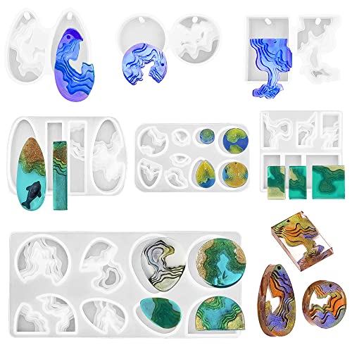 SENHAI 7 PCS Island Pendant Resin Molds, Ocean Style Epoxy Silicone Molds for DIY Craft Making Pendant Keychain Jewelry - Image 1
