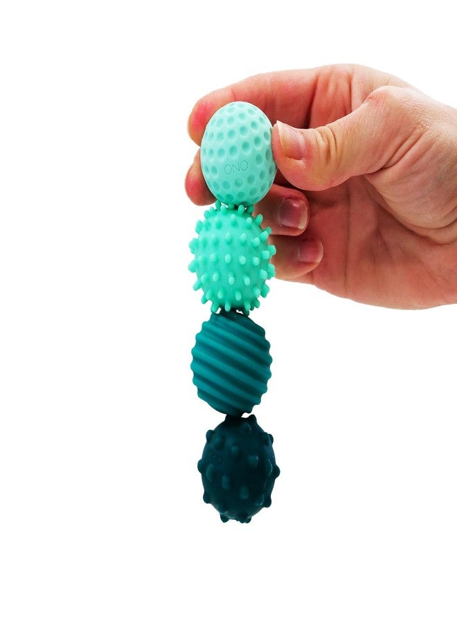 ONO Signets - Silicone Magnetic Balls with Textured Dimples, Bumps, and Waves | Fun to Play with Fidget Toy for Adults | Help Relieve Stress, Anxiety, Tension (Turquoise, Set of 4) - Image 1