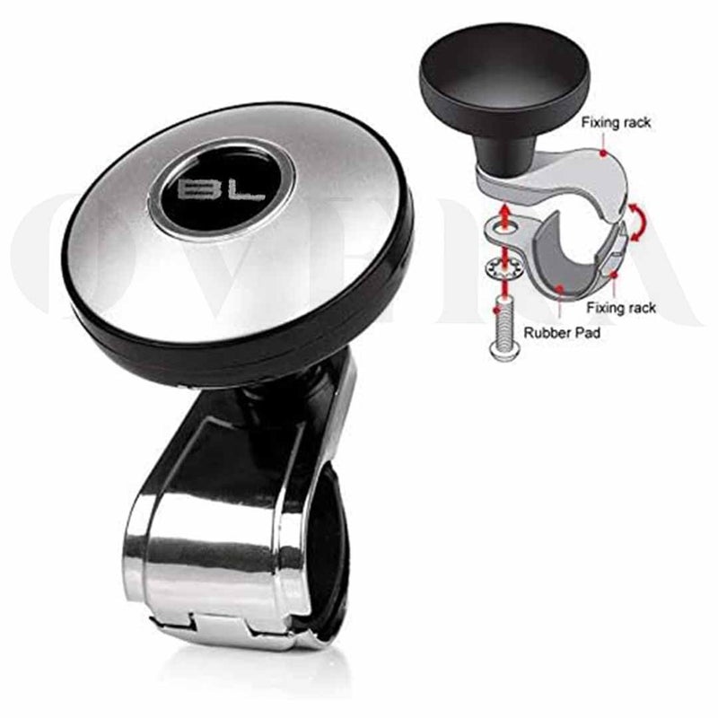 Overa 1 PC Car Steering Wheel Knob Spinner, Adjustable ABS Material Car Steering Wheel Knob Assist with Metal Bearing for Cars, Trucks (BL Silver) - Image 2