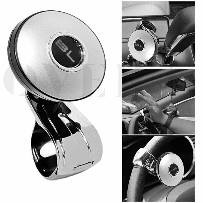 Overa 1 PC Car Steering Wheel Knob Spinner, Adjustable ABS Material Car Steering Wheel Knob Assist with Metal Bearing for Cars, Trucks (BL Silver) - Image 4