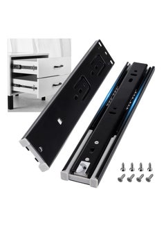 Full Extension Drawer Runners , 250 mm Kitchen Cabinet Slides Replacement Rails Guide Glides with Heavy Duty 45kg Load Capacity Side Mount Ball(Black)