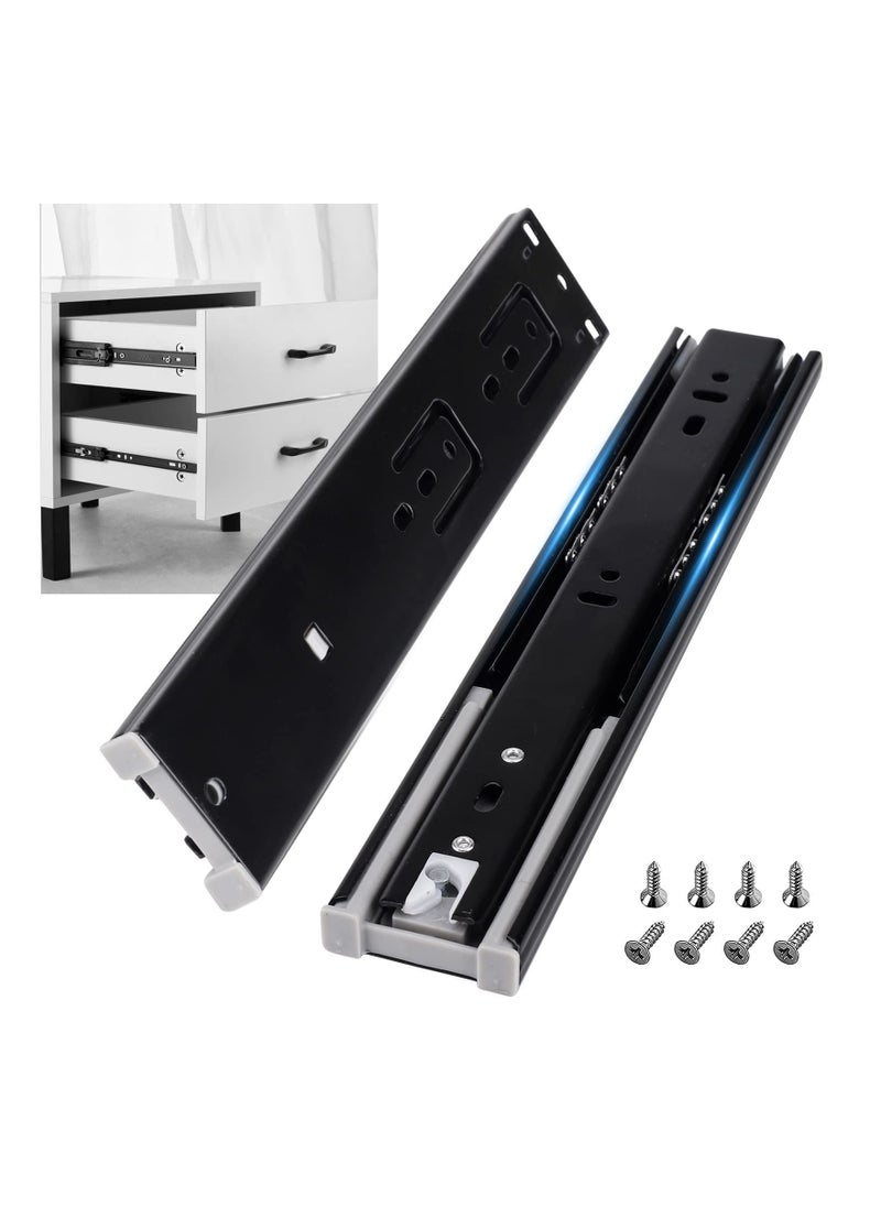 KASTWAVE - Full Extension Drawer Runners , 250 mm Kitchen Cabinet Slides Replacement Rails Guide Glides with Heavy Duty 45kg Load Capacity Side Mount Ball(Black) - Image 1