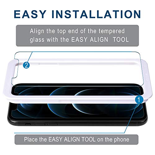 Arae Screen Protector for iPhone 12 Pro Max, HD Tempered Glass Anti Scratch Work with Most Case, 6.7 inch, 3 Pack - Image 3