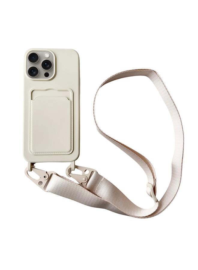 اس-توب جراب لهاتف iPhone 14 Pro مزود بفتحة للبطاقة من السيليكون السائل مع حبل - Image 1