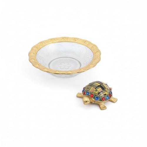 KridayKraft Kachhua (Turtle) with Glass Plate for Vastu Feng Sui,Kachua Yantra for Good Luck & Evil Eye Protection,Metal Tortoise Staute Animal Showpiece Figurine & Gifting Items... - Image 5