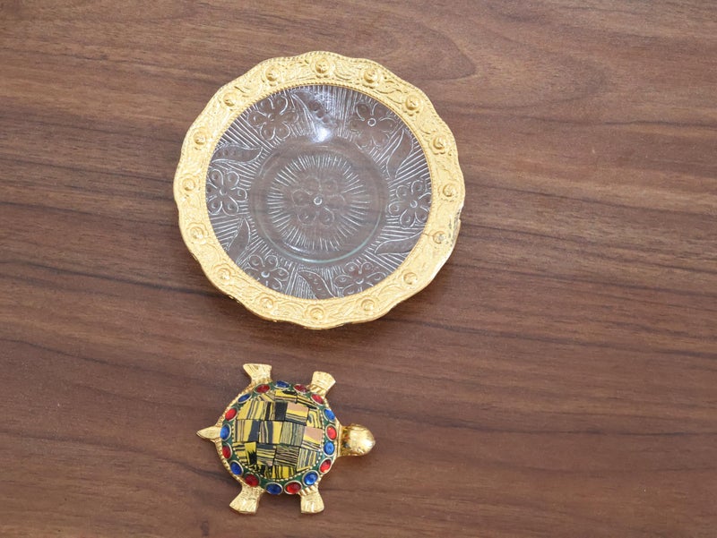 KridayKraft Kachhua (Turtle) with Glass Plate for Vastu Feng Sui,Kachua Yantra for Good Luck & Evil Eye Protection,Metal Tortoise Staute Animal Showpiece Figurine & Gifting Items... - Image 4
