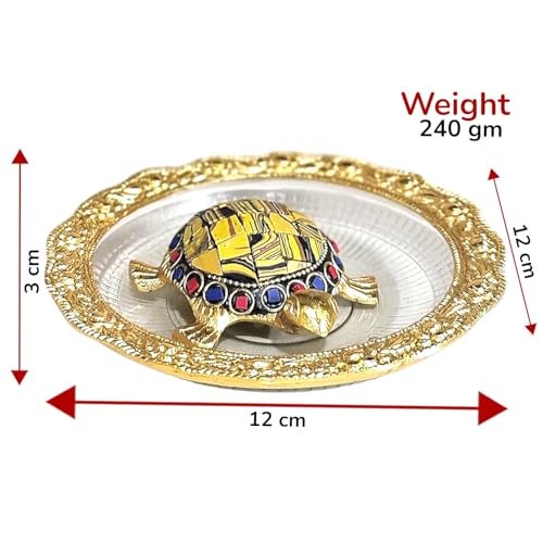 KridayKraft Kachhua (Turtle) with Glass Plate for Vastu Feng Sui,Kachua Yantra for Good Luck & Evil Eye Protection,Metal Tortoise Staute Animal Showpiece Figurine & Gifting Items... - Image 2