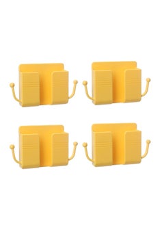 DIGI CORE 4 Pcs Wall Mount Phone Holder Phone Stand With Data Cable Receiving Hole Multi Purpose Phone Charging Dock with Adhesive Phone Holder For Shower Charging Compatible With iPhone and Android (Yellow)  - Image 1