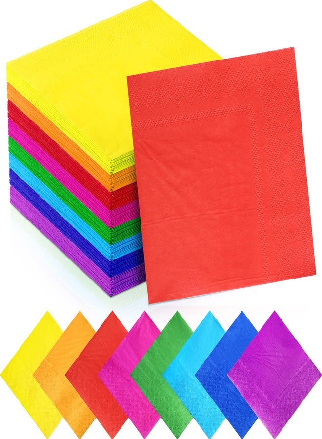 Yahenda 320 Pieces 8 Colors Rainbow Cocktail Napkin Disposable Beverage Paper Assorted Colors Party Napkins for Wedding Dinner Brithday Dessert Candy Party(10 x 10 Inches,Colorful) - Image 1